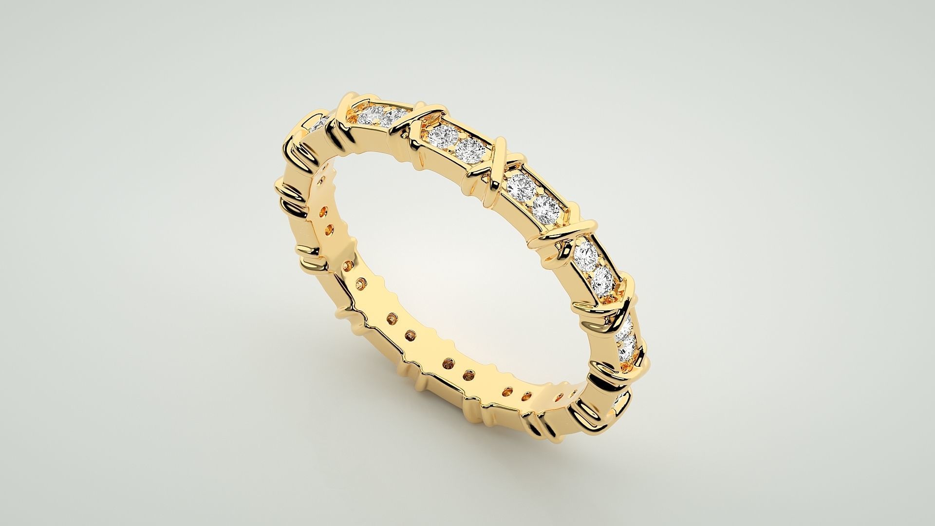 Eternity Band Diamond Ring 3dm stl render detail 3D print model_9