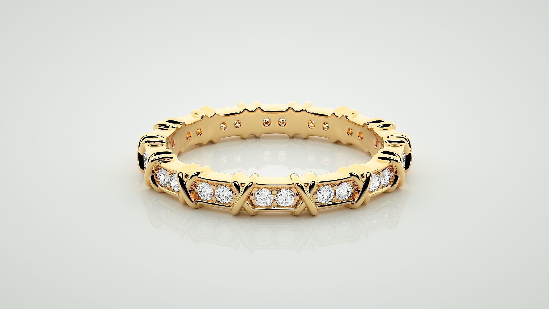 Eternity Band Diamond Ring 3dm stl render detail 3D print model_7