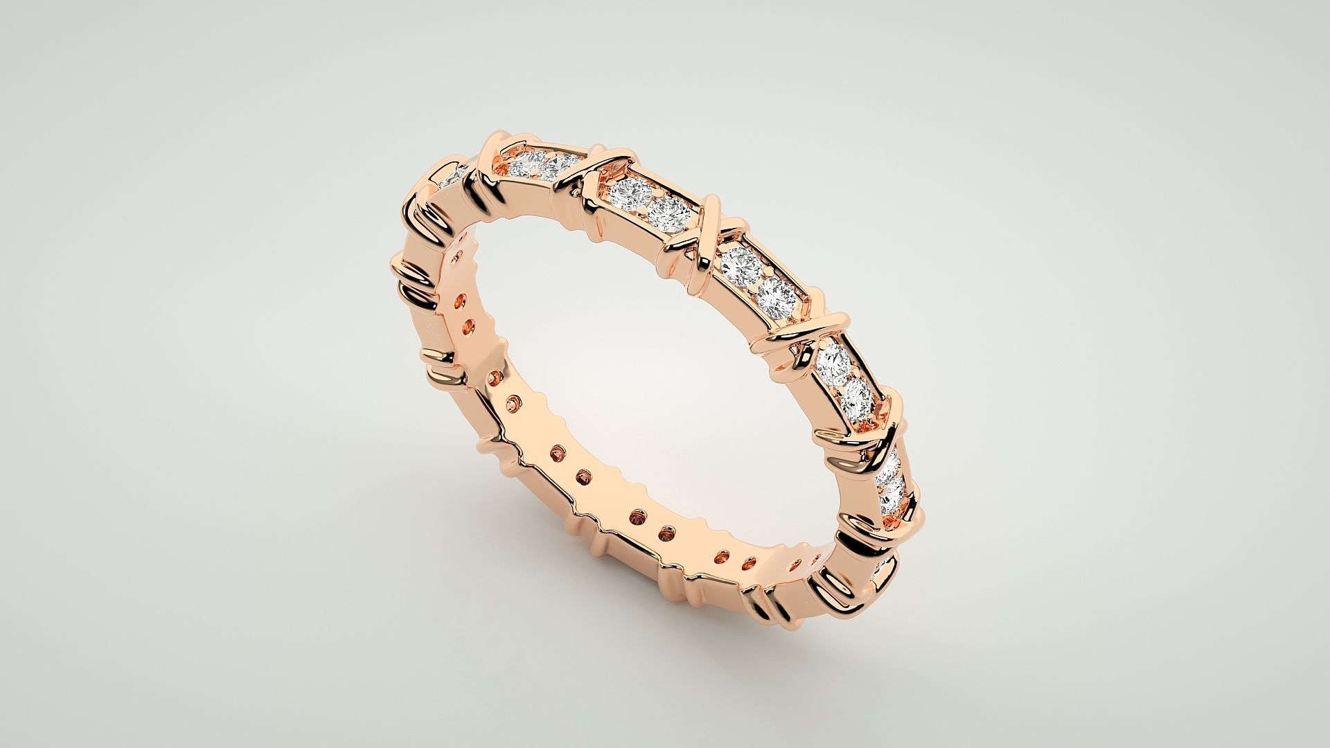 Eternity Band Diamond Ring 3dm stl render detail 3D print model_2