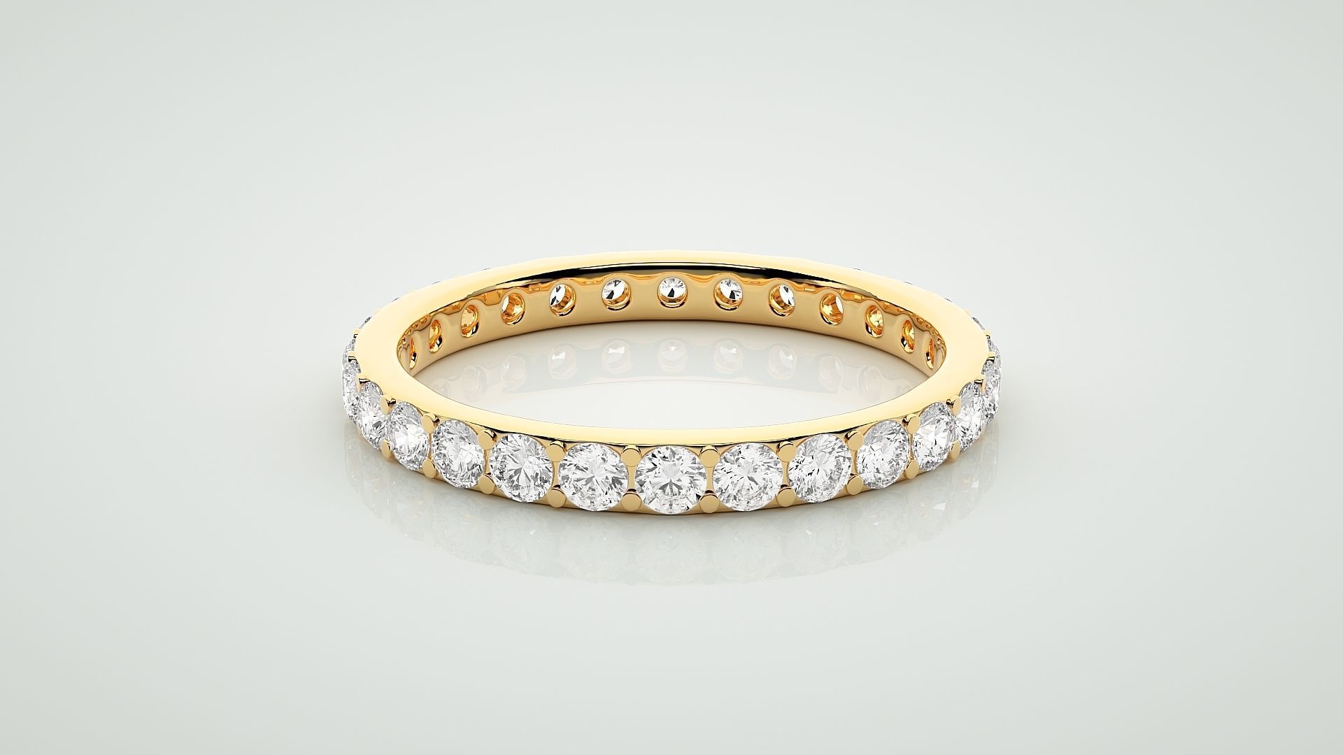 Eternity Band Diamond Ring 3dm stl render detail 3D print model_7