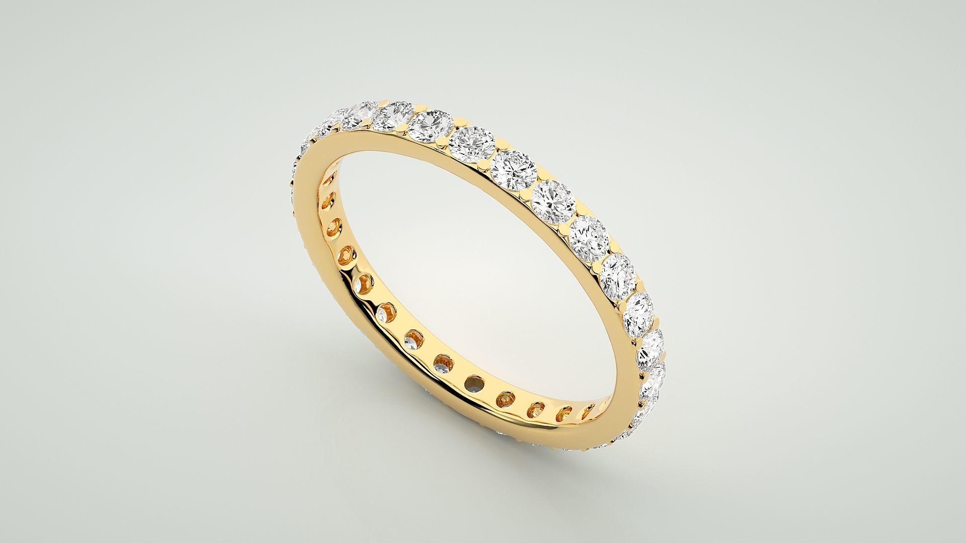 Eternity Band Diamond Ring 3dm stl render detail 3D print model_9