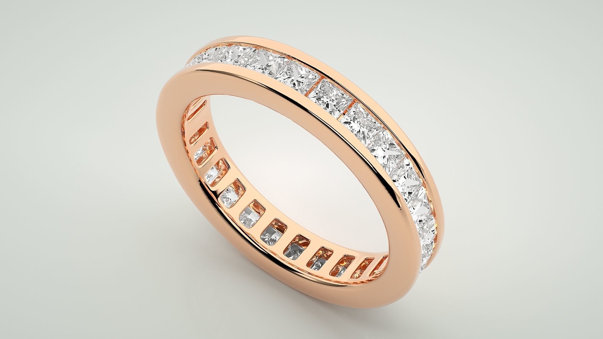 Eternity Band Diamond Ring 3dm stl render detail 3D print model_2