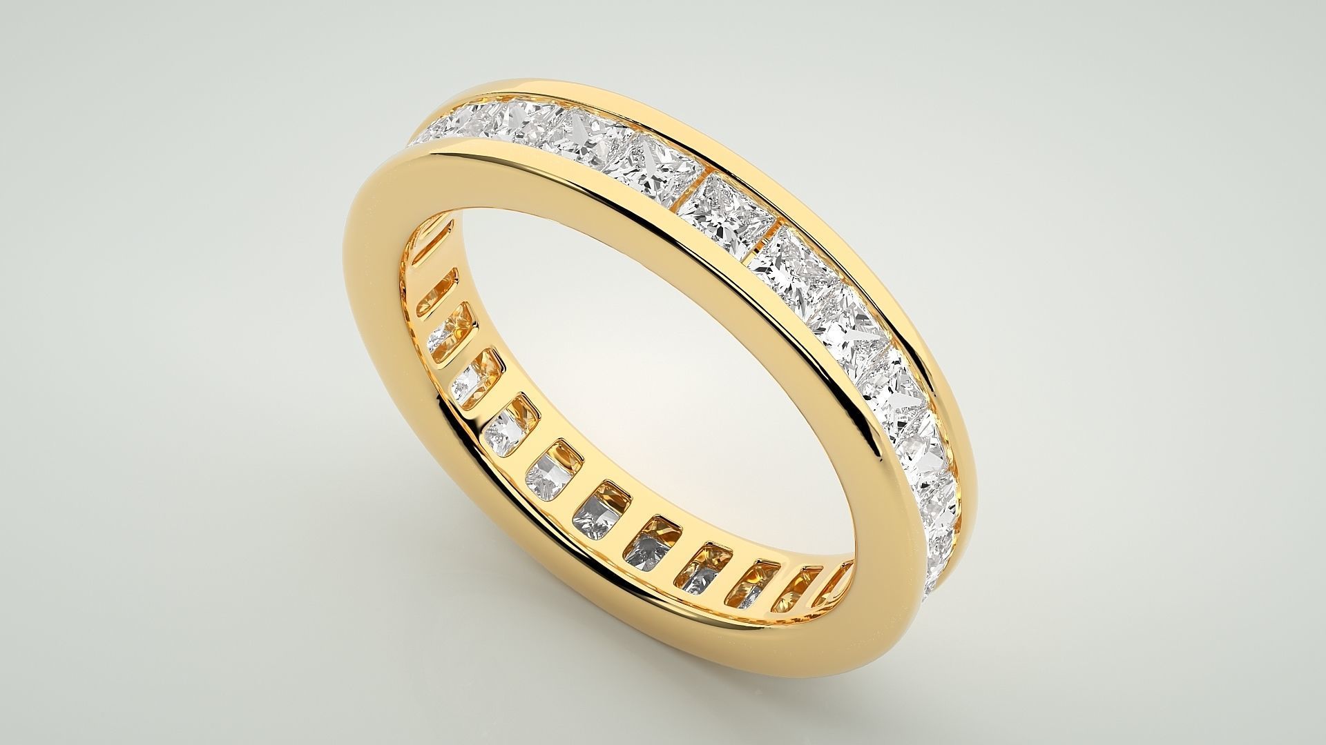 Eternity Band Diamond Ring 3dm stl render detail 3D print model_9