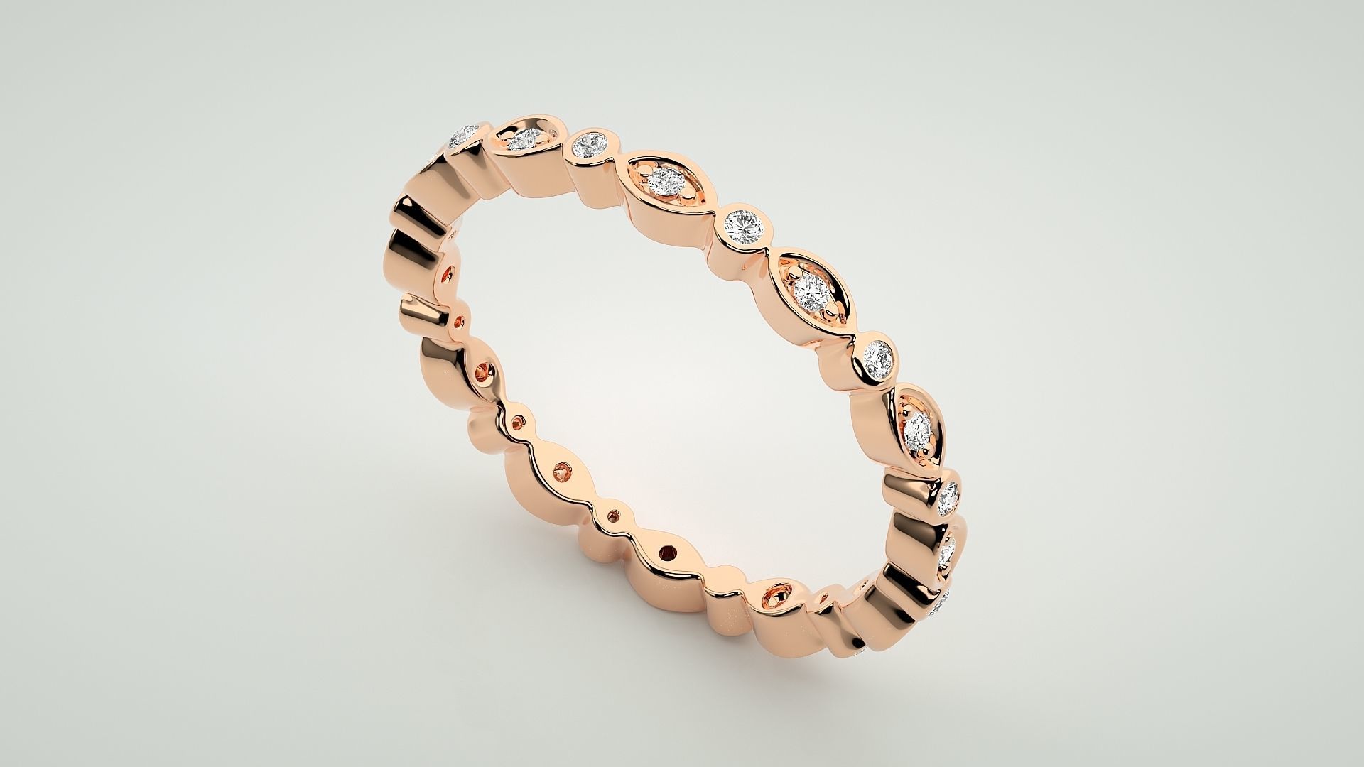 Eternity Band Diamond Ring 3dm stl render detail 3D print model_2