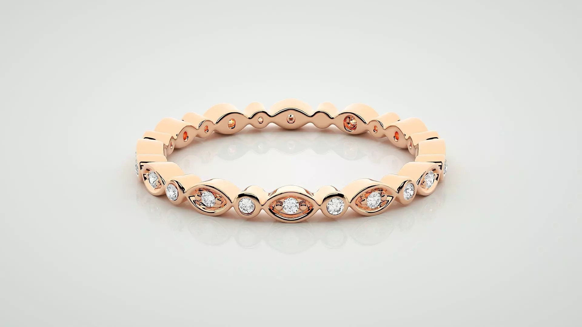 Eternity Band Diamond Ring 3dm stl render detail 3D print model_0