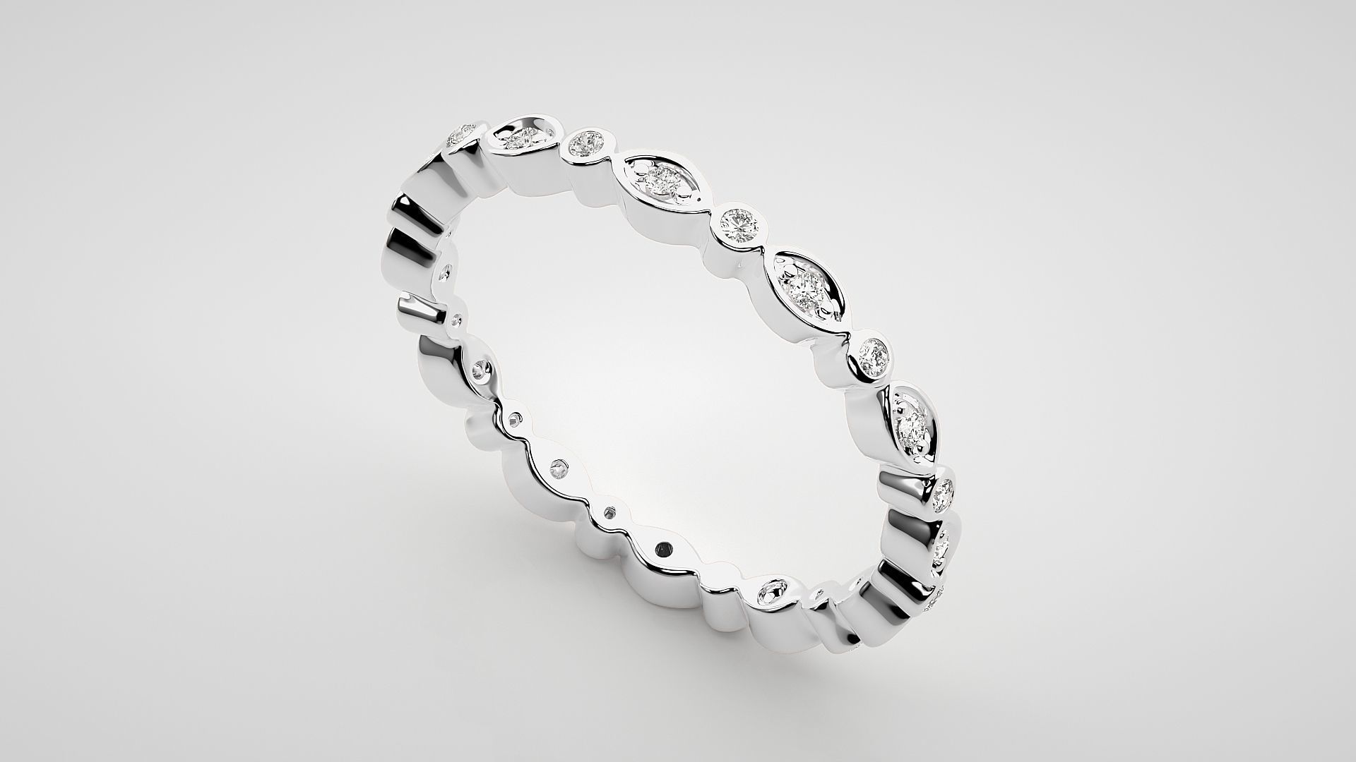 Eternity Band Diamond Ring 3dm stl render detail 3D print model_6