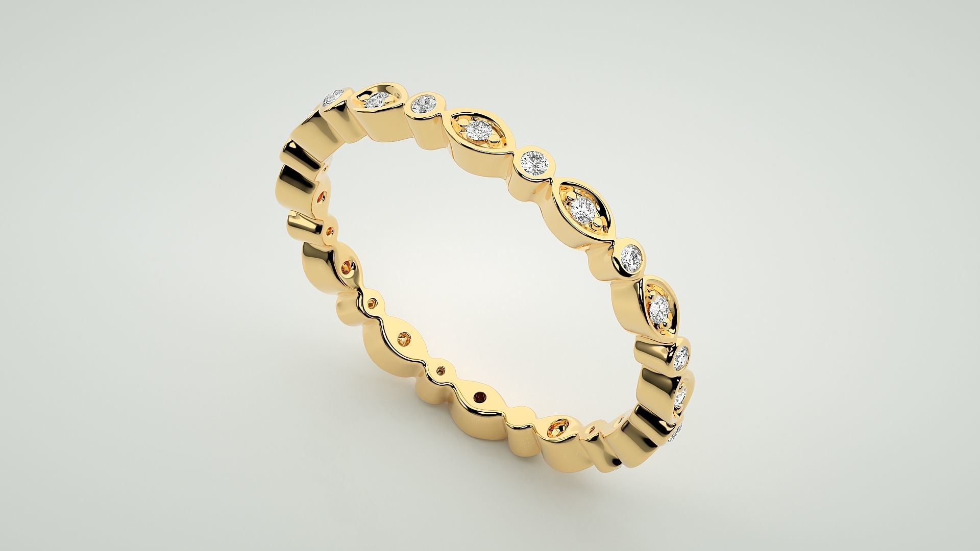 Eternity Band Diamond Ring 3dm stl render detail 3D print model_9