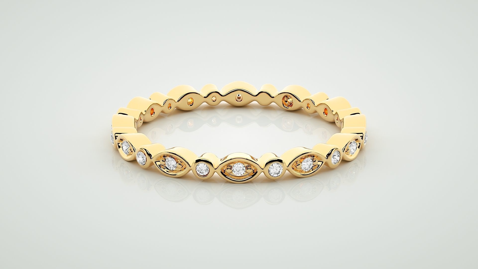 Eternity Band Diamond Ring 3dm stl render detail 3D print model_7