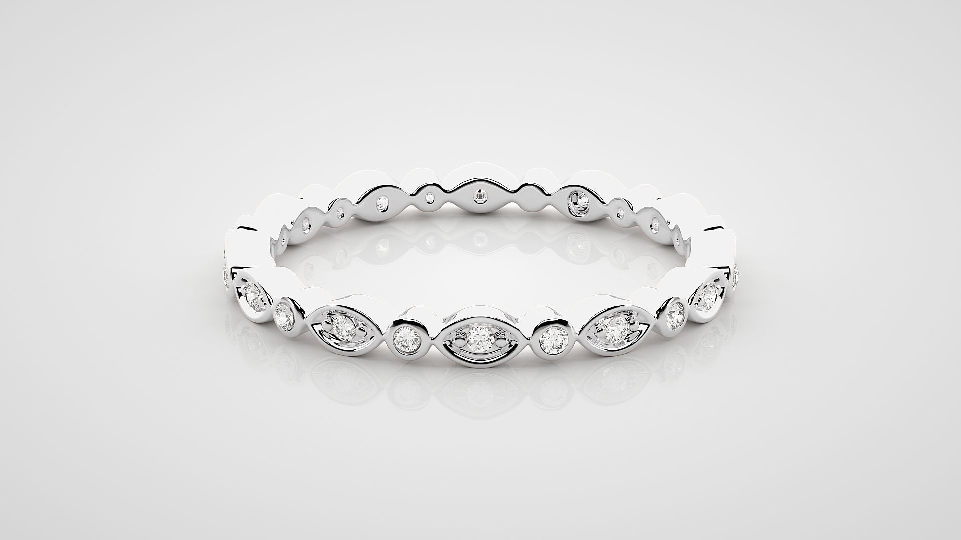 Eternity Band Diamond Ring 3dm stl render detail 3D print model_4