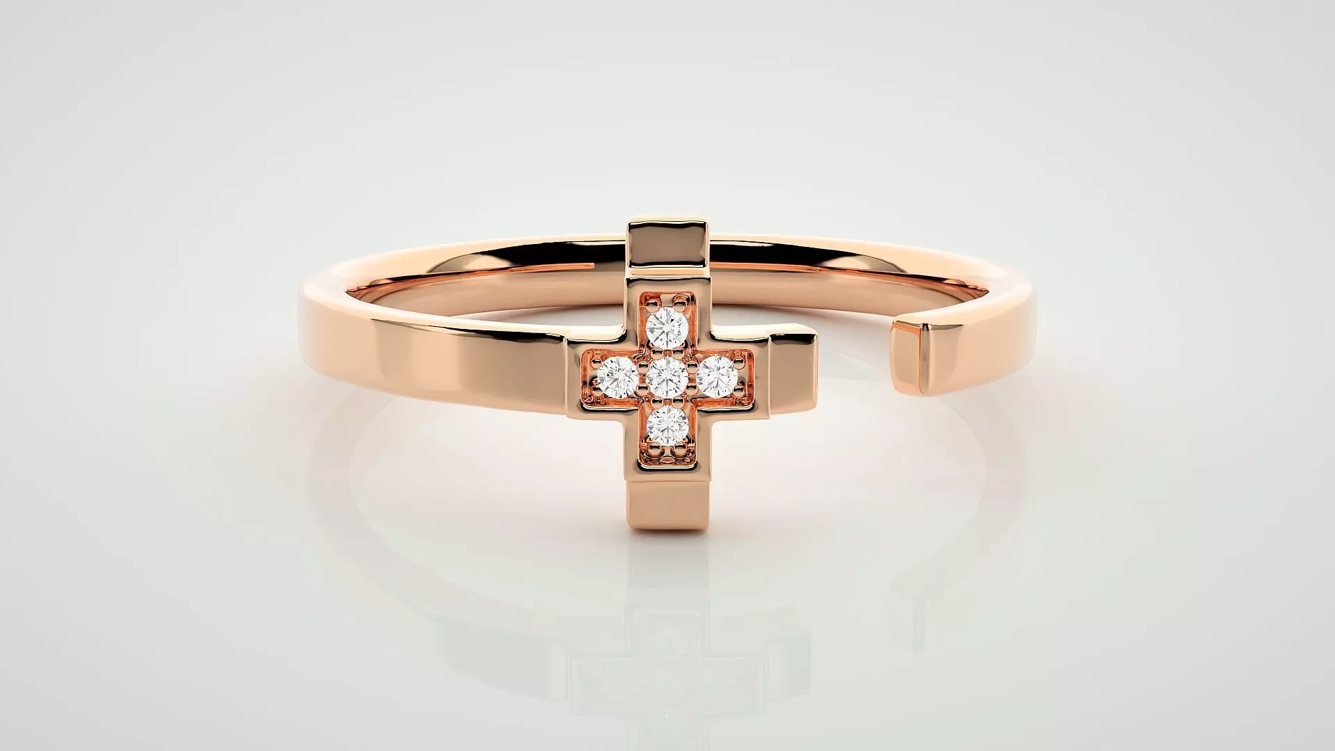 Cross Eternity Band Diamond Ring 3dm stl render detail 3D print model_0