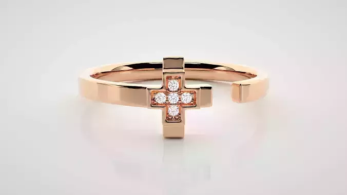 Cross Eternity Band Diamond Ring 3dm stl render detail 3D print model