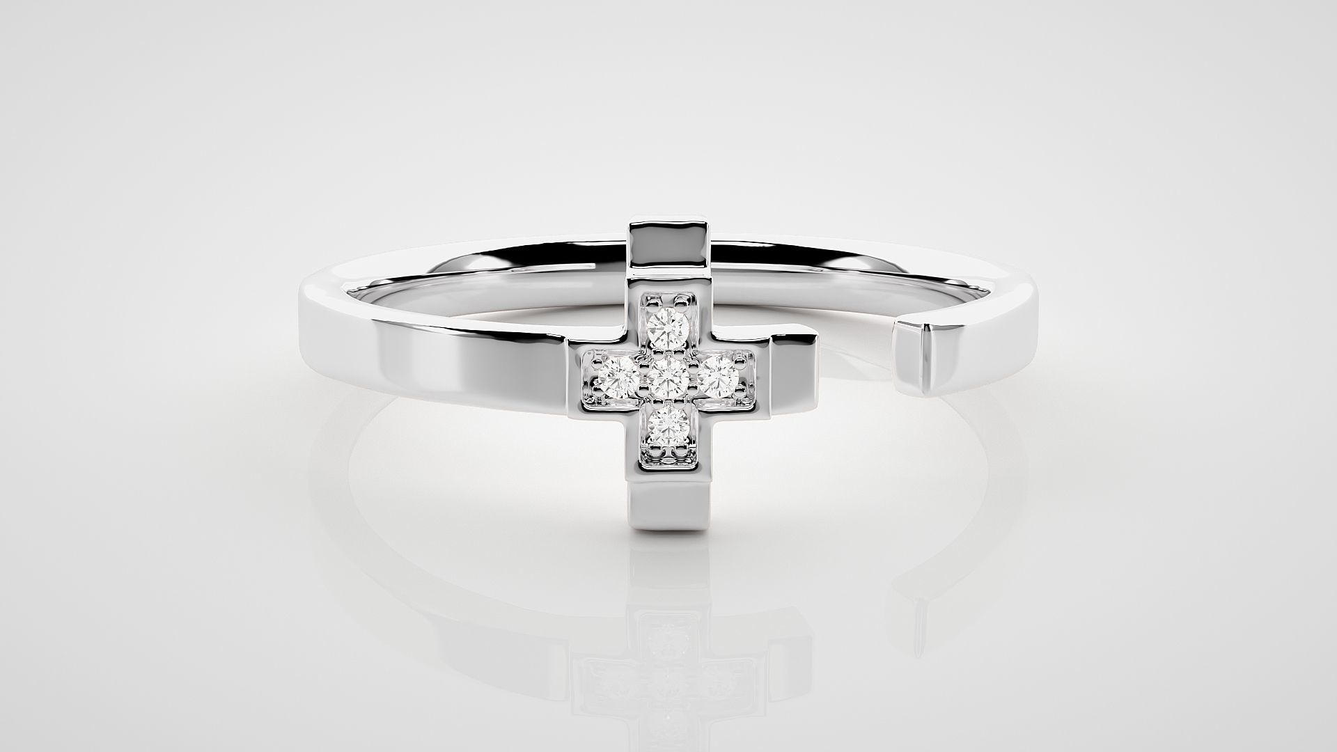 Cross Eternity Band Diamond Ring 3dm stl render detail 3D print model_4