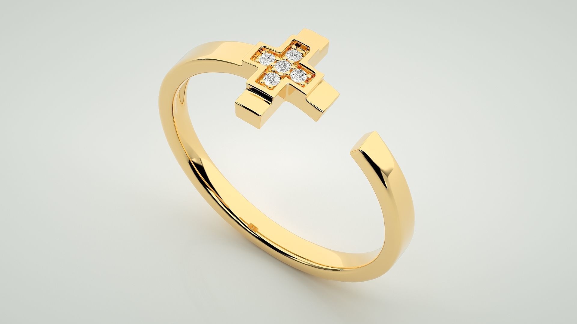 Cross Eternity Band Diamond Ring 3dm stl render detail 3D print model_9