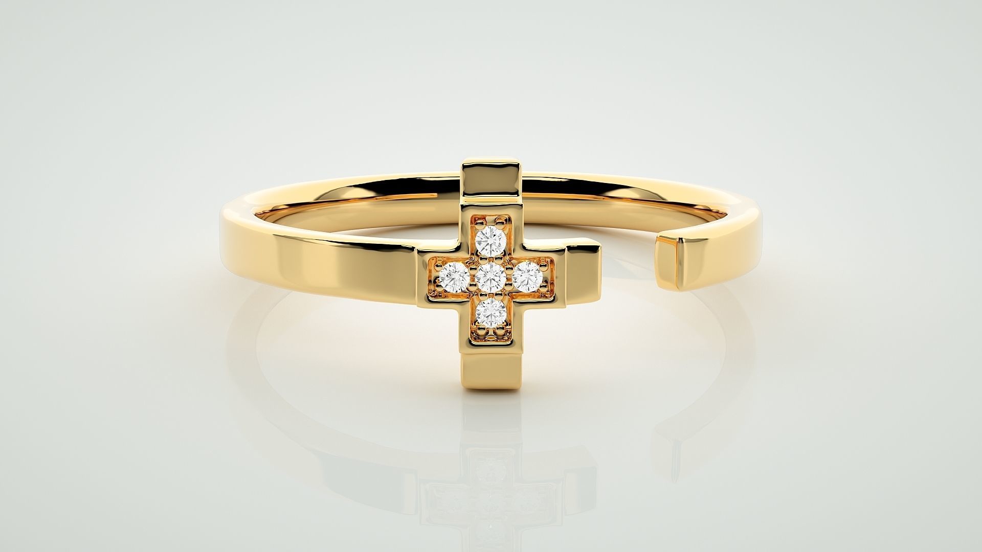 Cross Eternity Band Diamond Ring 3dm stl render detail 3D print model_7