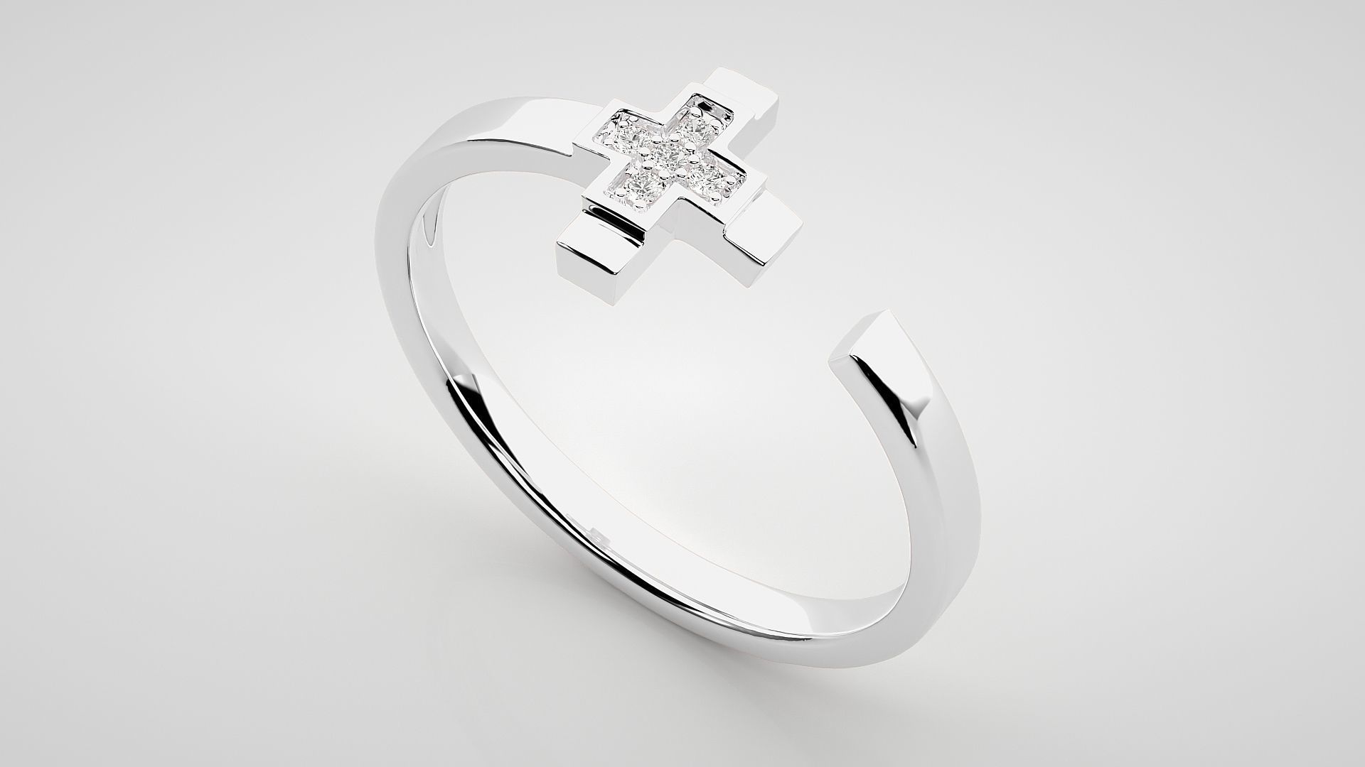 Cross Eternity Band Diamond Ring 3dm stl render detail 3D print model_6