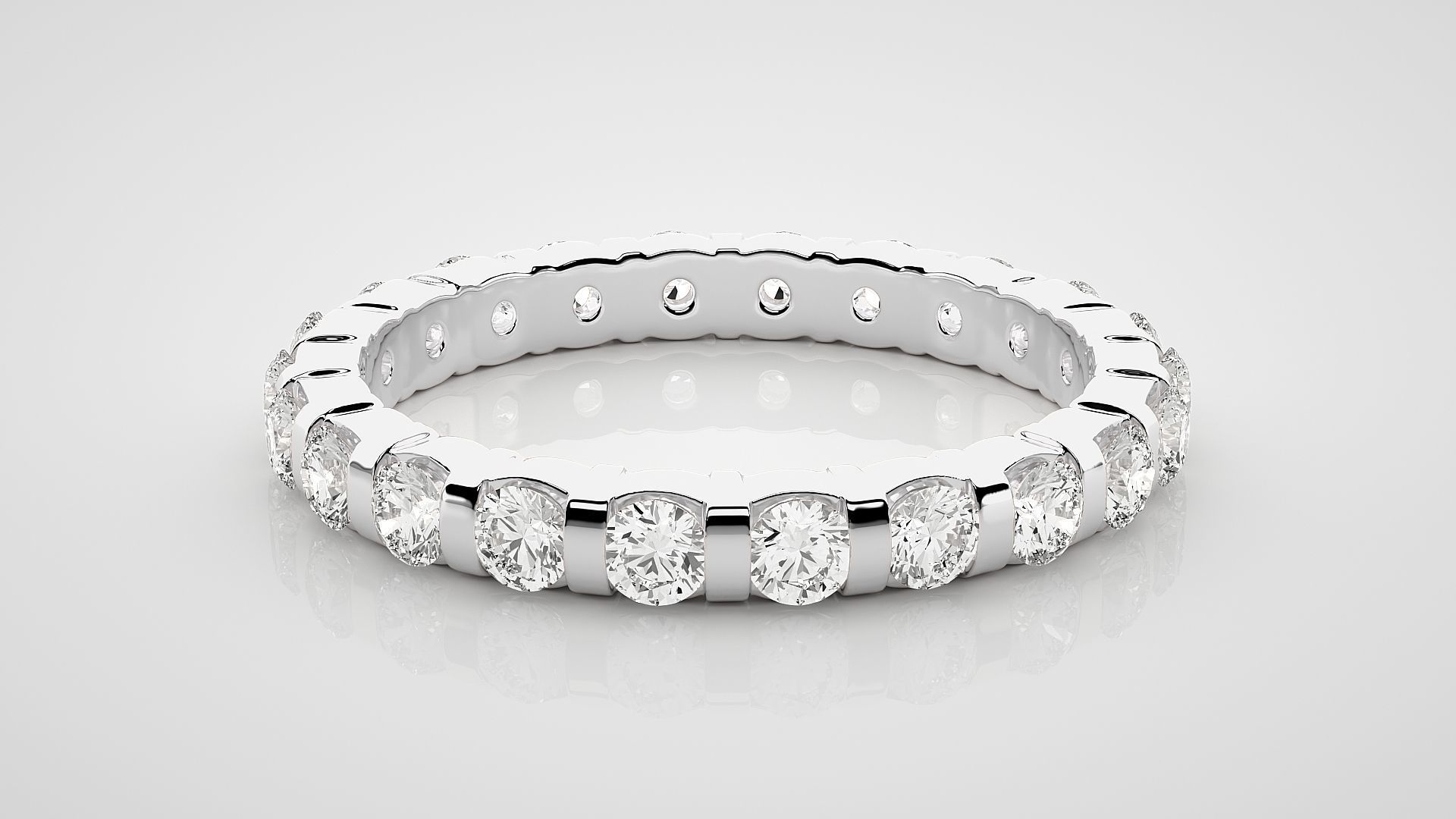 Eternity Band Diamond Ring 3dm stl render detail 3D print model_4