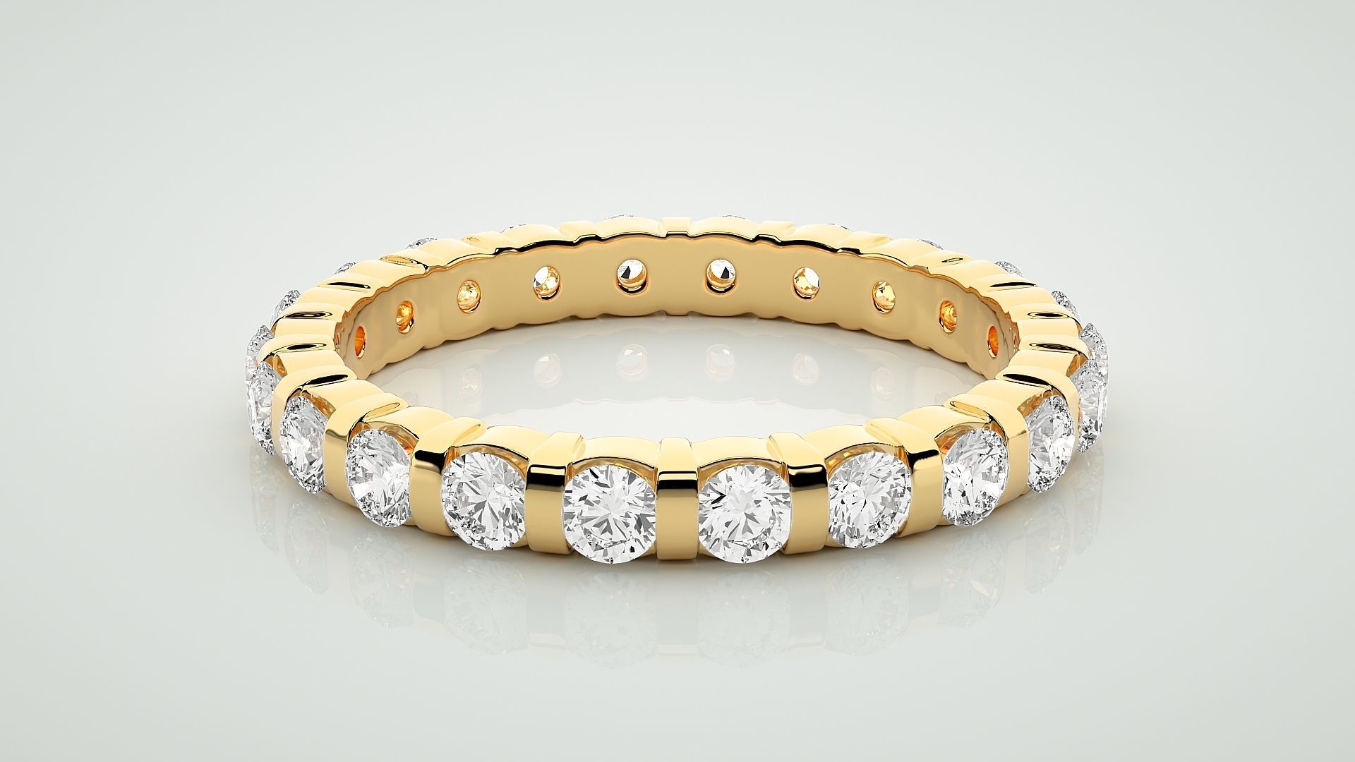 Eternity Band Diamond Ring 3dm stl render detail 3D print model_7