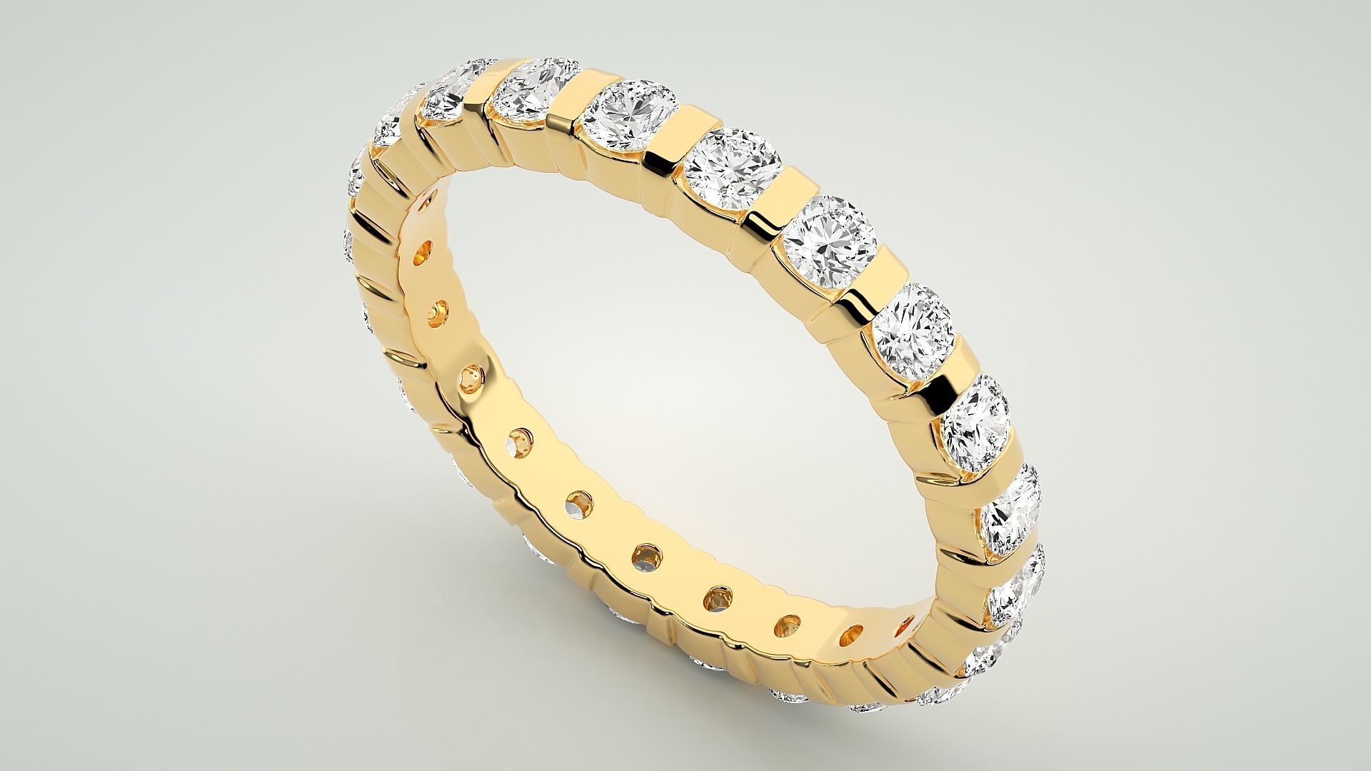 Eternity Band Diamond Ring 3dm stl render detail 3D print model_9