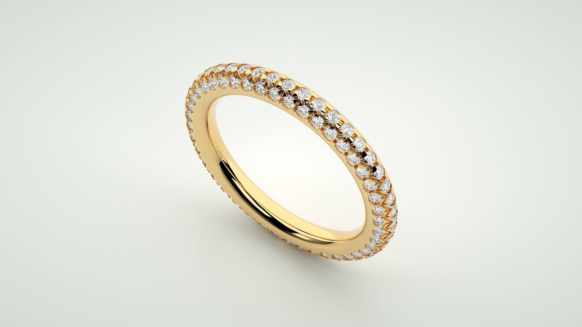 Eternity Band Diamond Ring 3dm stl render detail 3D print model_9