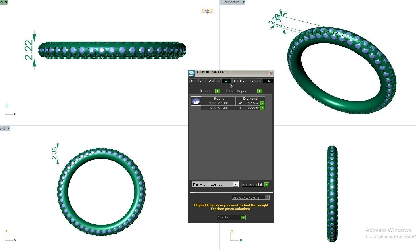 Eternity Band Diamond Ring 3dm stl render detail 3D print model_3