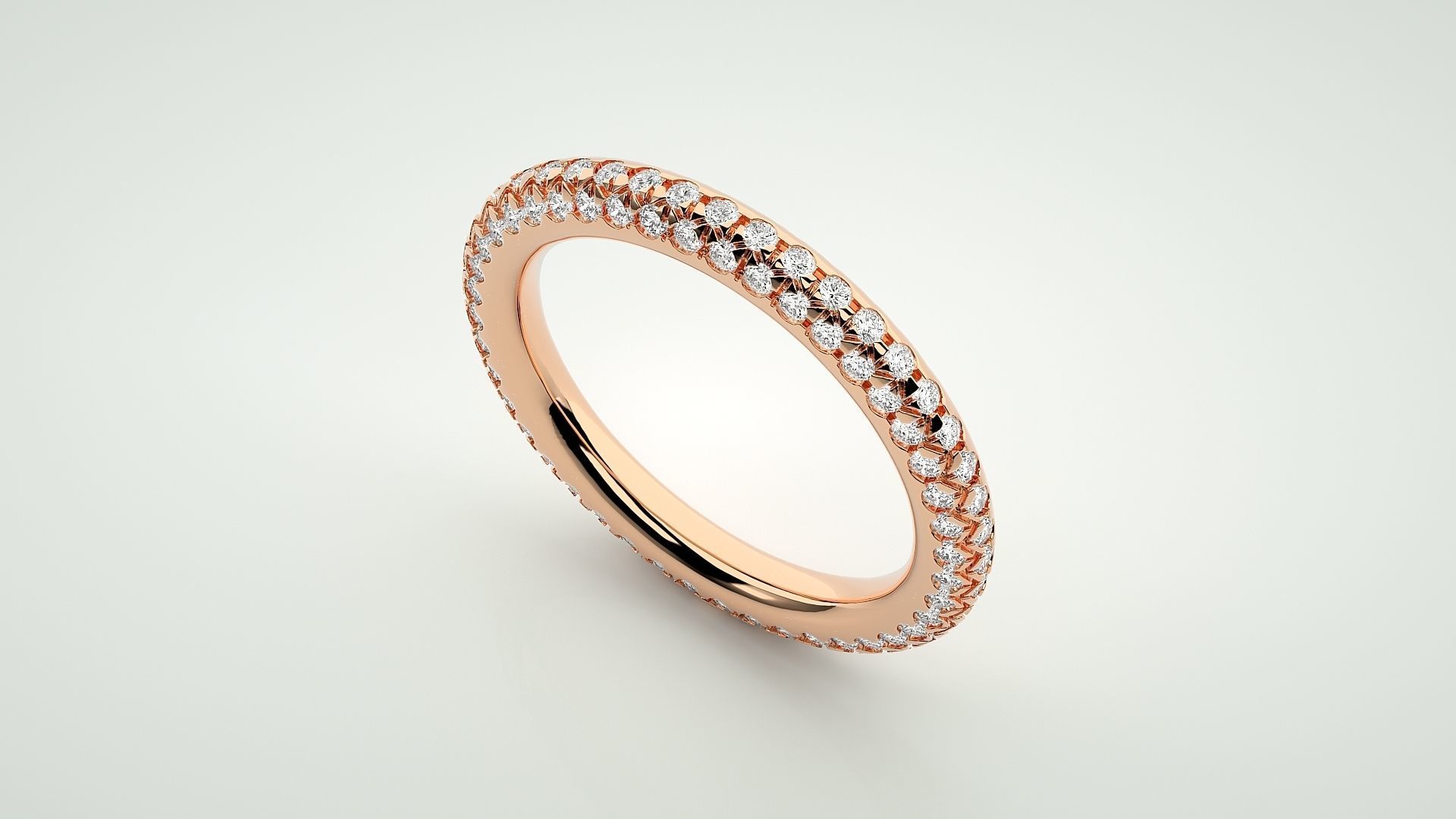 Eternity Band Diamond Ring 3dm stl render detail 3D print model_2