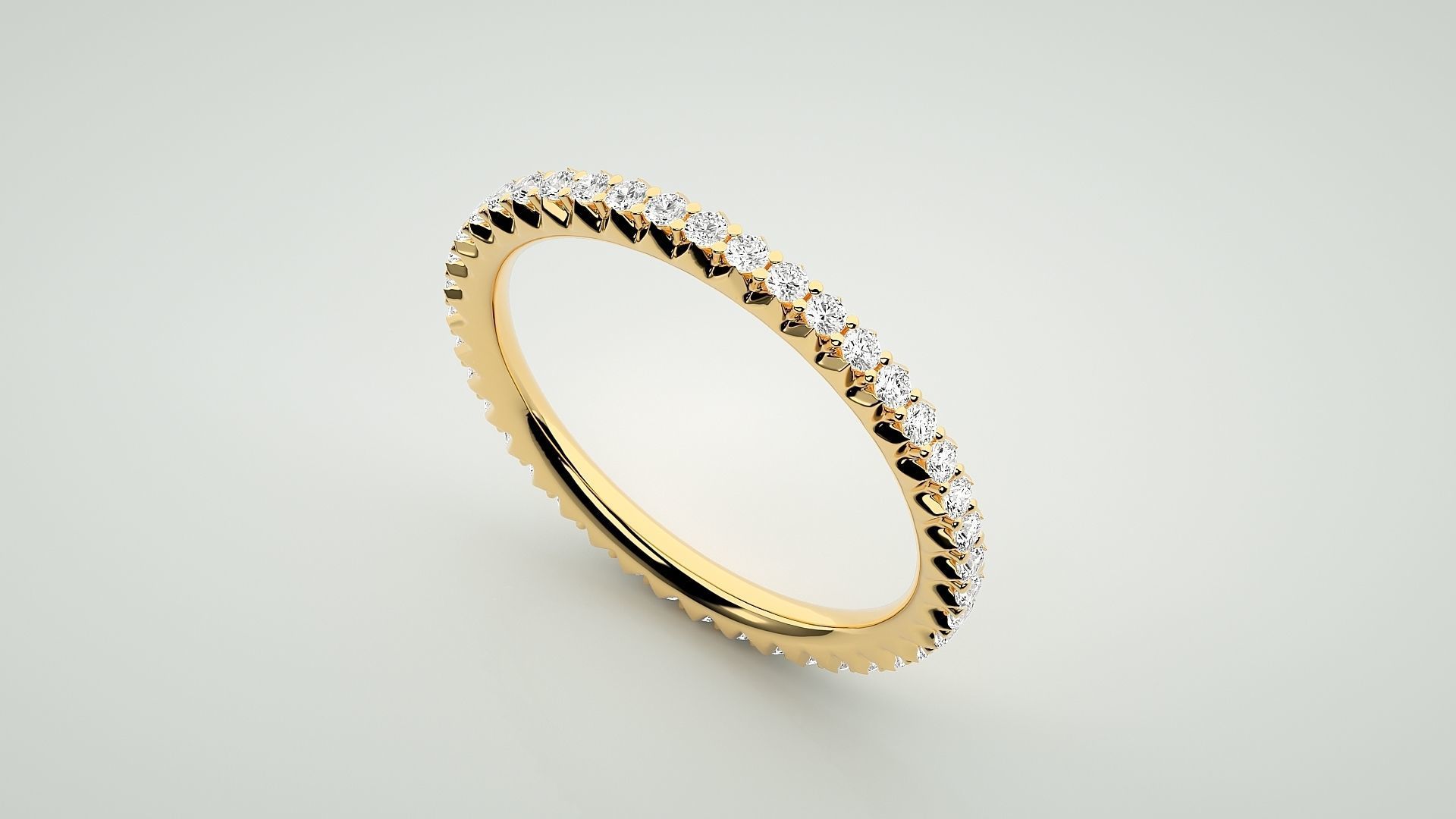 Eternity Band Diamond Ring 3dm stl render detail 3D print model_9