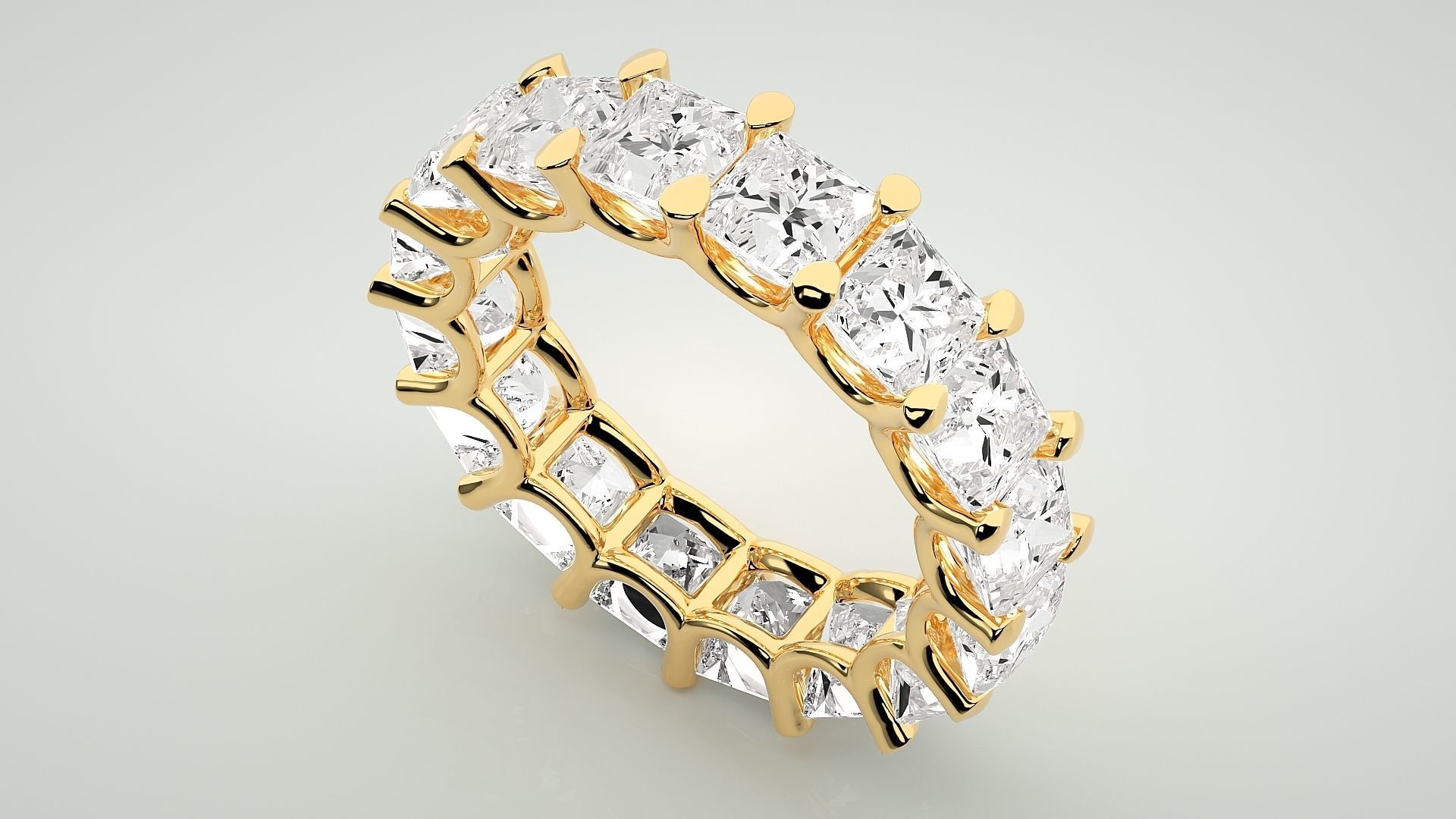 Princess Eternity Band Diamond Ring 3dm stl render detail 3D print model_9
