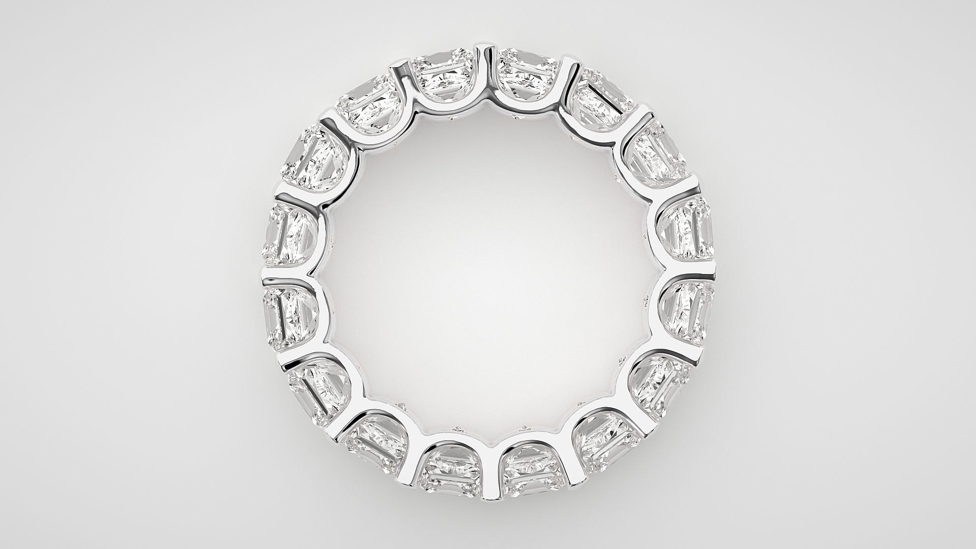 Princess Eternity Band Diamond Ring 3dm stl render detail 3D print model_5