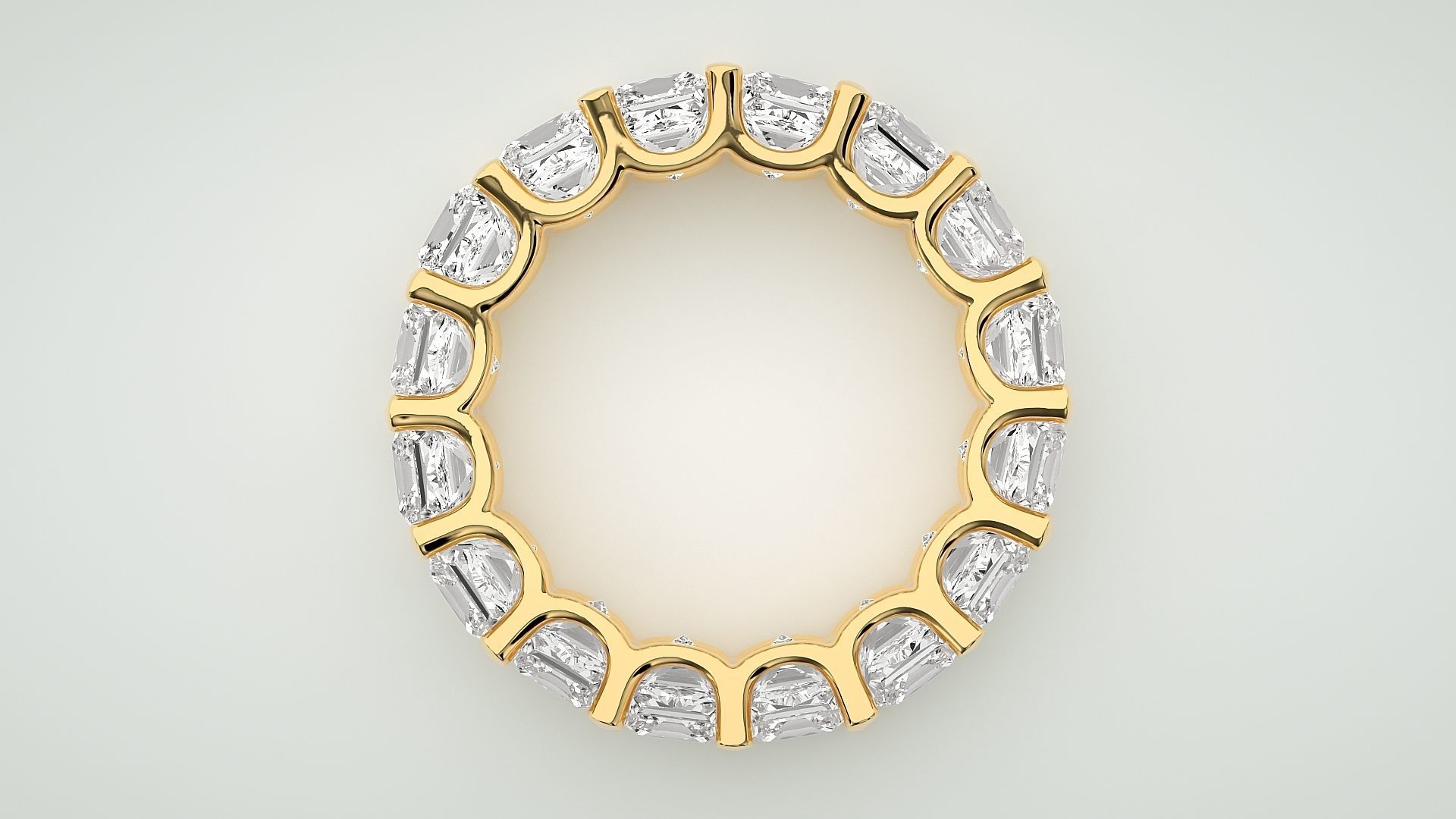 Princess Eternity Band Diamond Ring 3dm stl render detail 3D print model_8