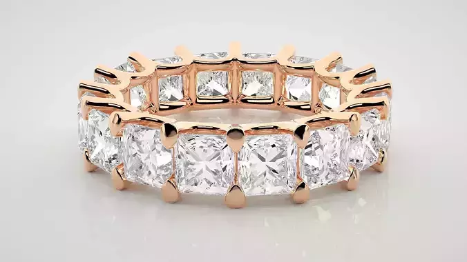 Princess Eternity Band Diamond Ring 3dm stl render detail 3D print model