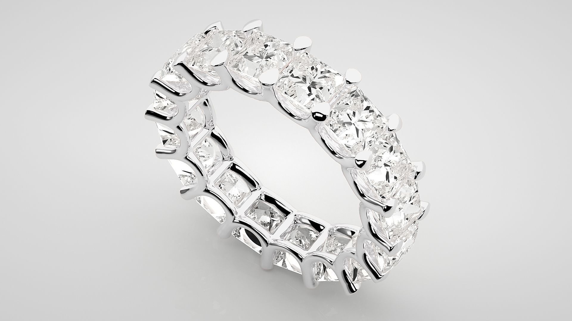 Princess Eternity Band Diamond Ring 3dm stl render detail 3D print model_6