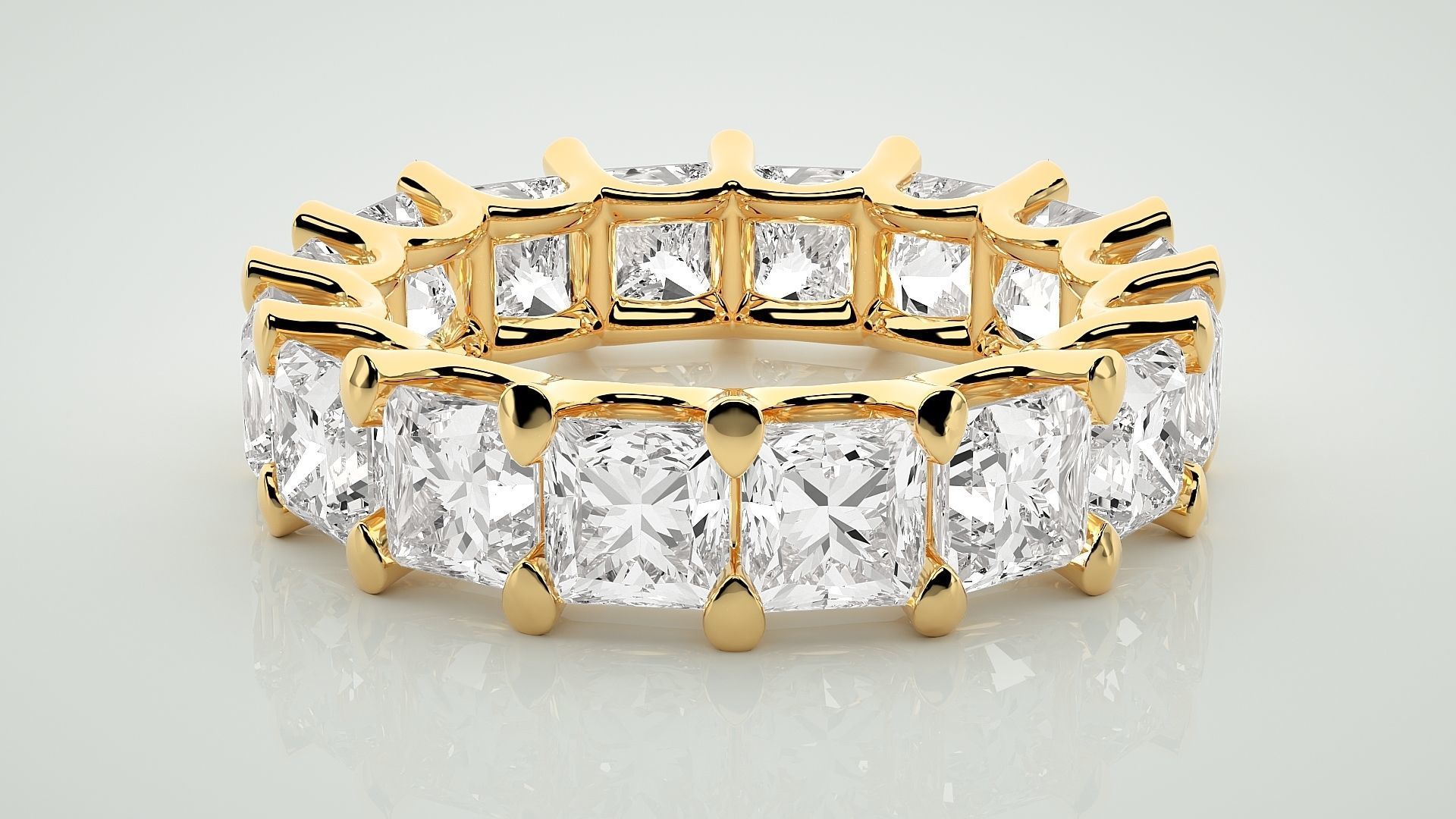 Princess Eternity Band Diamond Ring 3dm stl render detail 3D print model_7