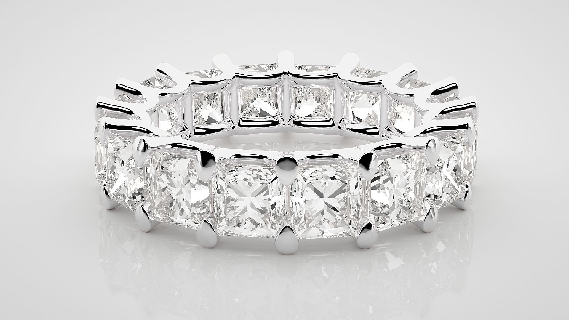Princess Eternity Band Diamond Ring 3dm stl render detail 3D print model_4