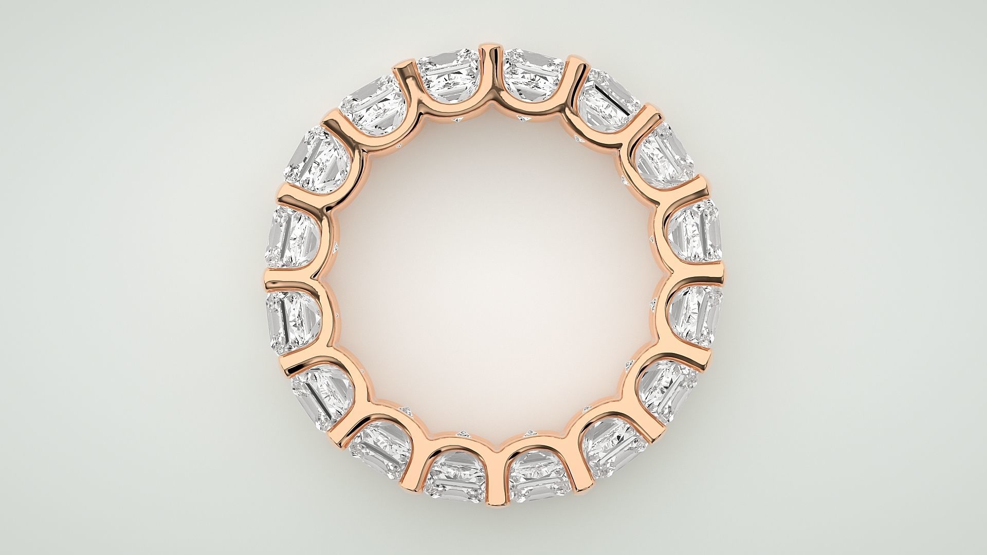 Princess Eternity Band Diamond Ring 3dm stl render detail 3D print model_1