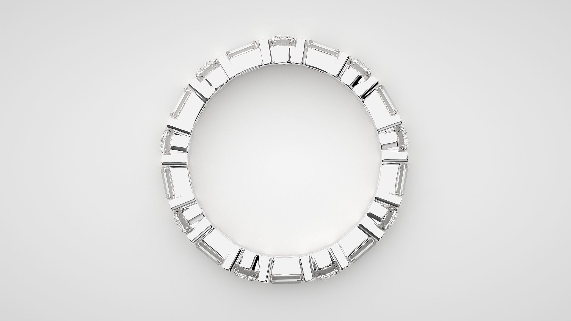 Baguette Eternity Band Diamond Ring 3dm stl render detail 3D print model_5
