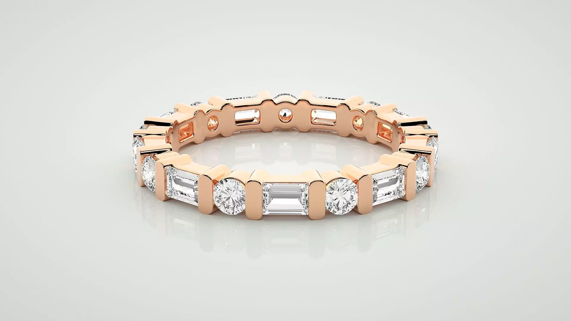 Baguette Eternity Band Diamond Ring 3dm stl render detail 3D print model_0