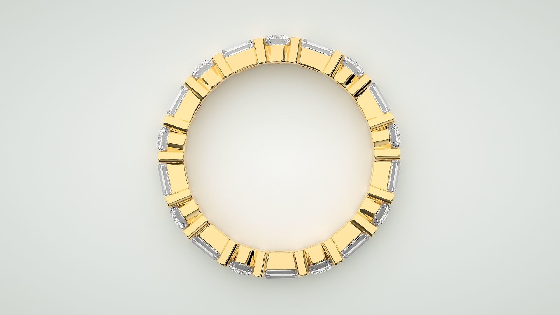 Baguette Eternity Band Diamond Ring 3dm stl render detail 3D print model_8