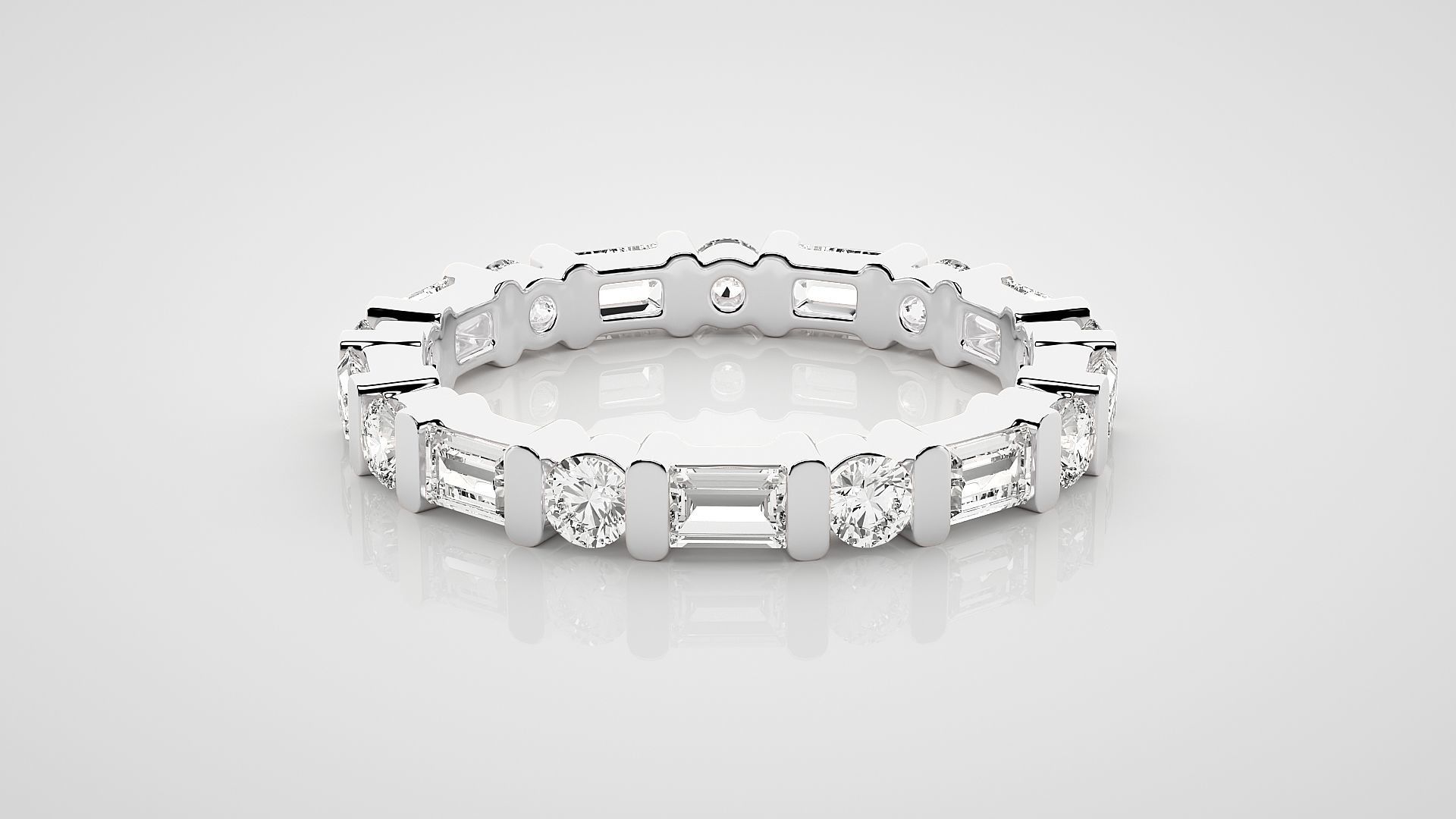 Baguette Eternity Band Diamond Ring 3dm stl render detail 3D print model_4