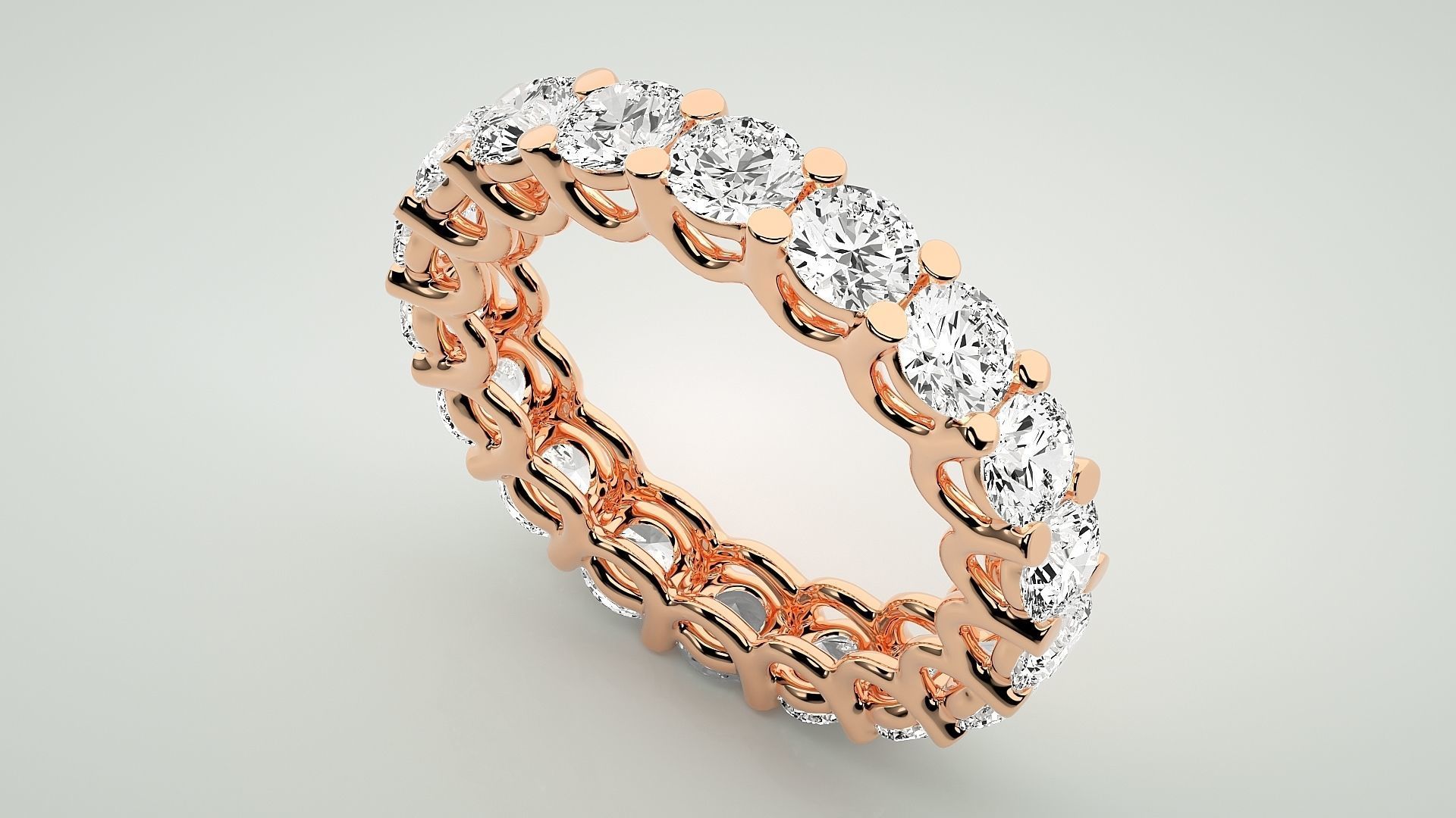 Eternity Band Diamond Ring 3dm stl render detail 3D print model_2