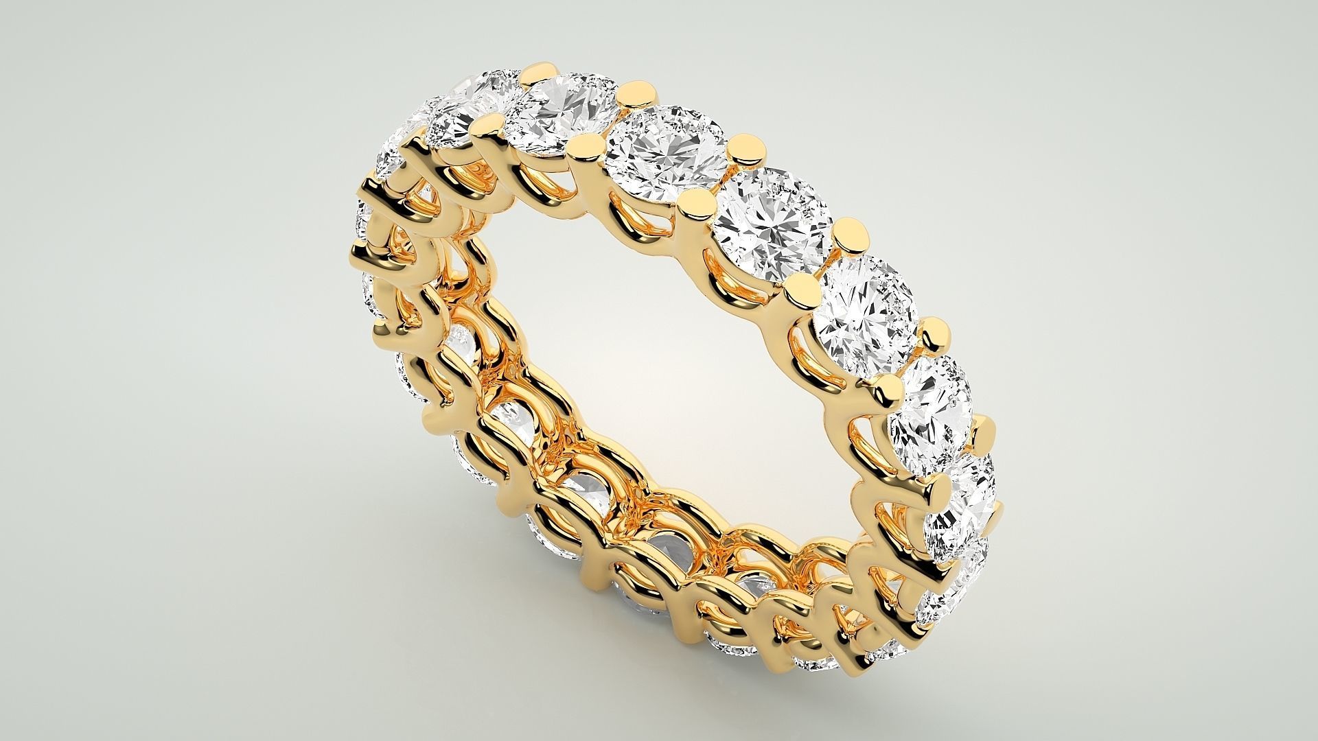 Eternity Band Diamond Ring 3dm stl render detail 3D print model_9