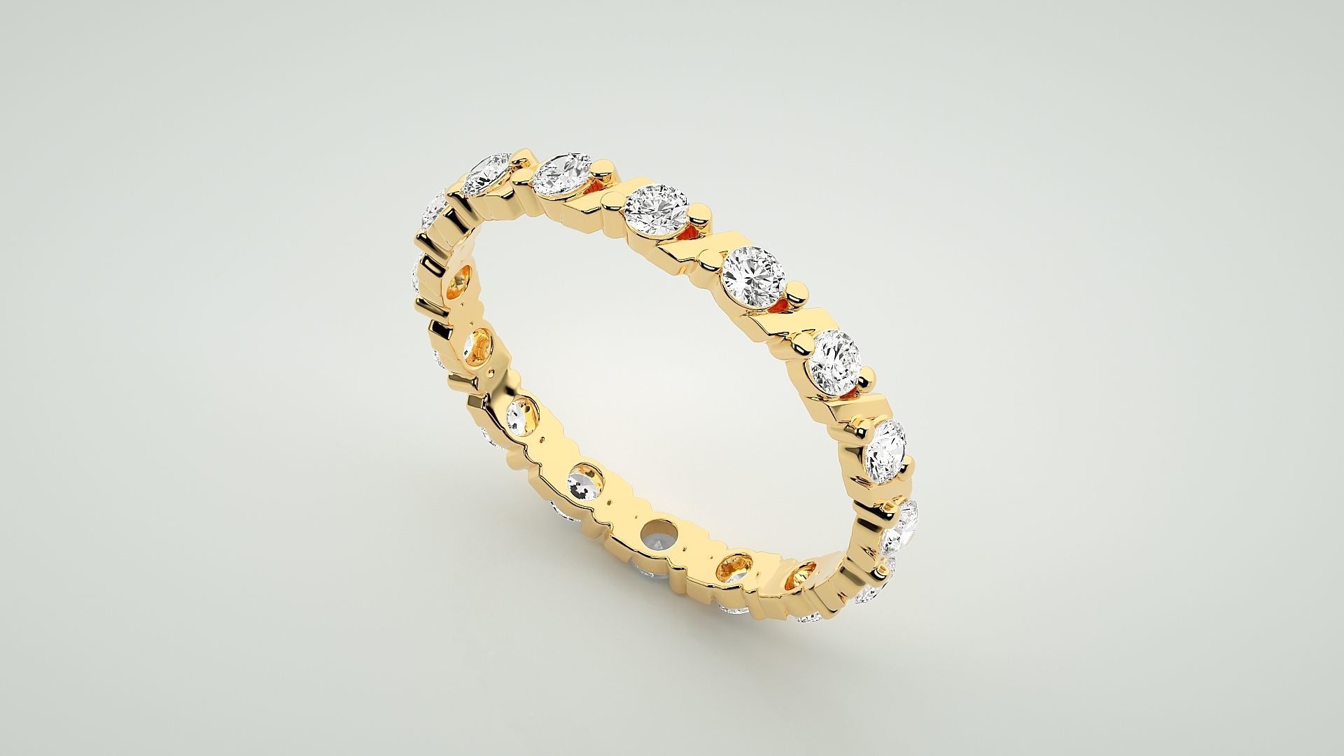 Eternity Band Diamond Ring 3dm stl render detail 3D print model_9