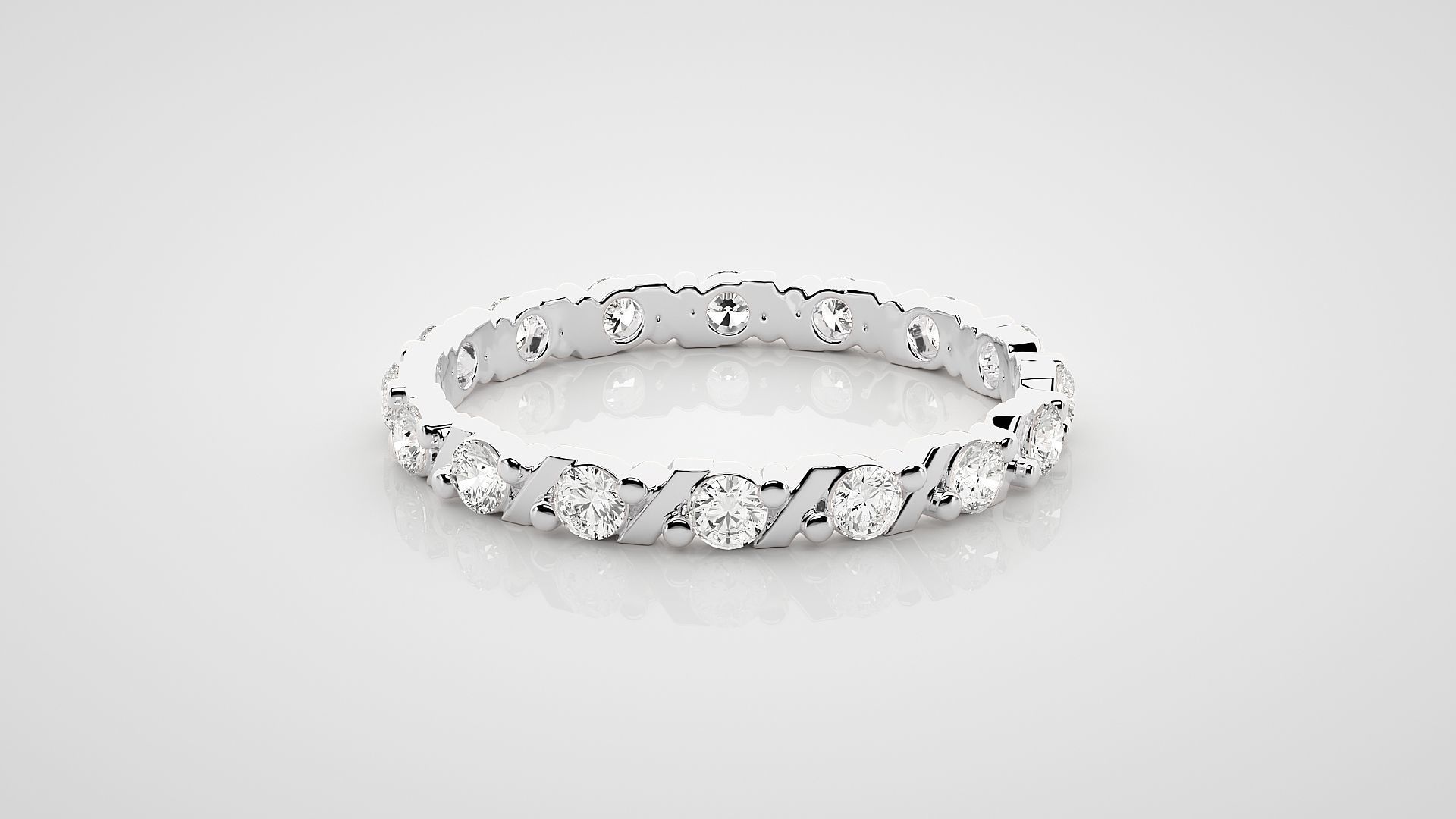 Eternity Band Diamond Ring 3dm stl render detail 3D print model_4