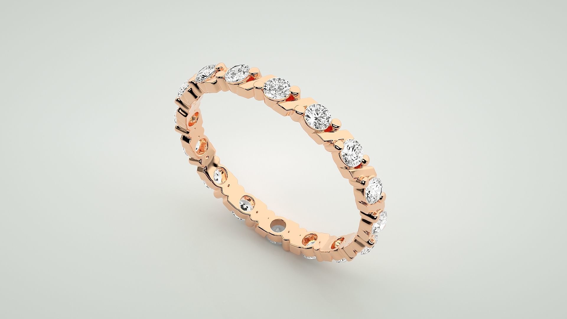 Eternity Band Diamond Ring 3dm stl render detail 3D print model_2