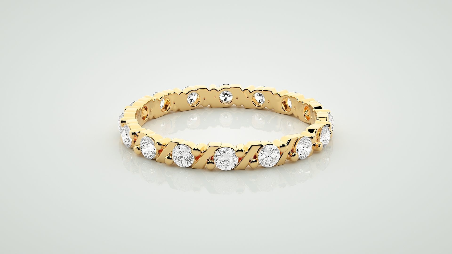 Eternity Band Diamond Ring 3dm stl render detail 3D print model_7