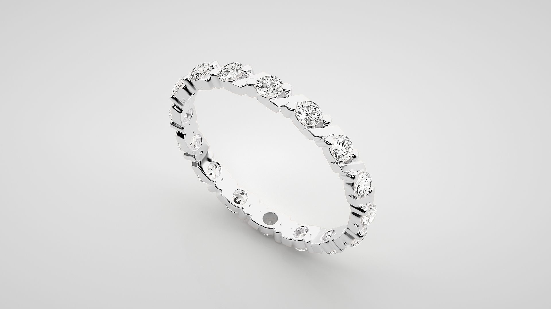 Eternity Band Diamond Ring 3dm stl render detail 3D print model_6
