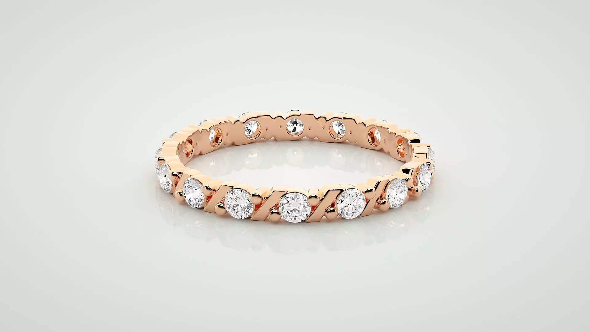 Eternity Band Diamond Ring 3dm stl render detail 3D print model_0