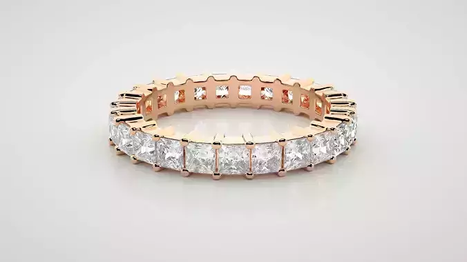 Princess Eternity Band Diamond Ring 3dm stl render detail 3D print model