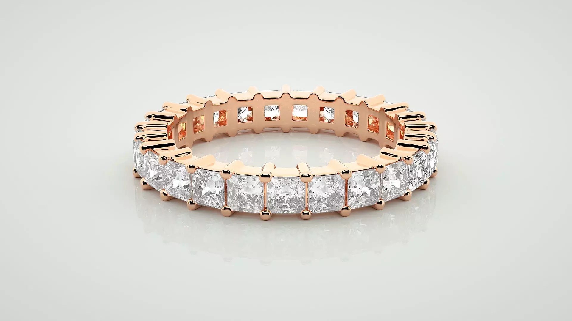 Princess Eternity Band Diamond Ring 3dm stl render detail 3D print model_0