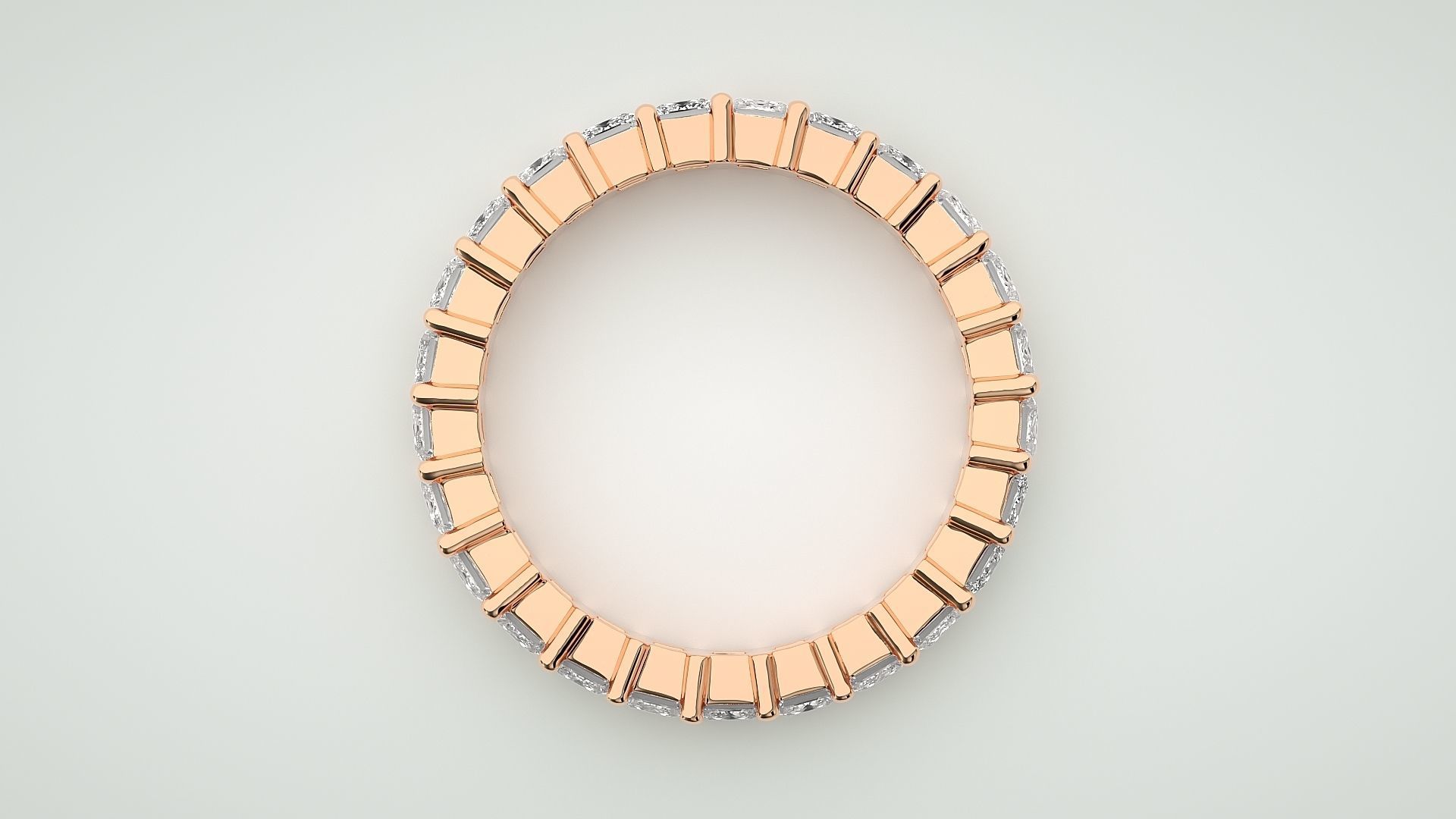 Princess Eternity Band Diamond Ring 3dm stl render detail 3D print model_1