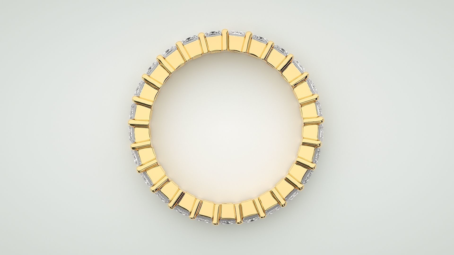 Princess Eternity Band Diamond Ring 3dm stl render detail 3D print model_8